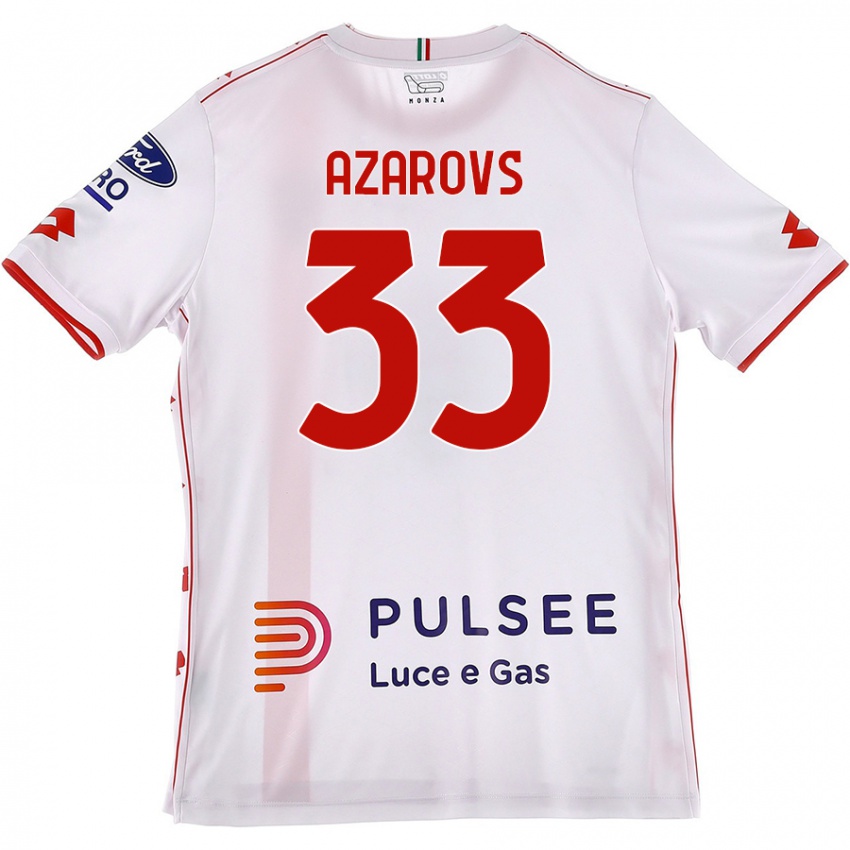 Uomo Maglia Timurs Azarovs #33 Bianco Rosso Kit Gara Away 2024/25 Maglietta