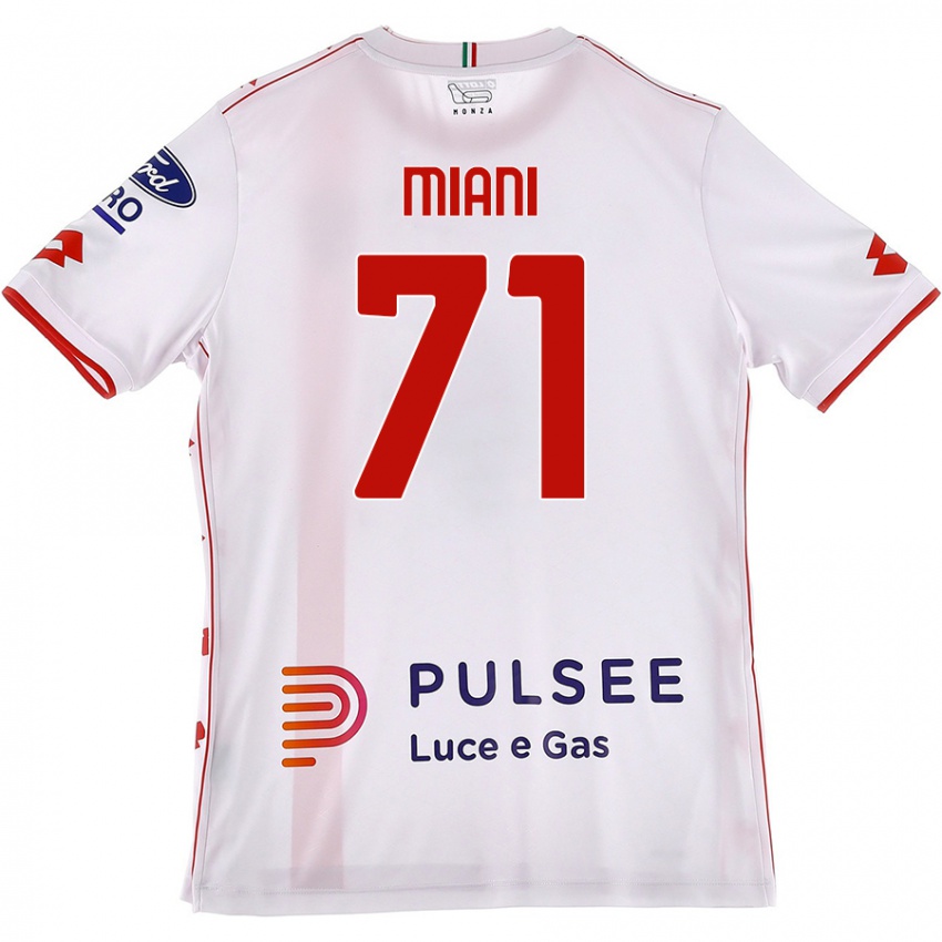 Uomo Maglia Arthur Miani #71 Bianco Rosso Kit Gara Away 2024/25 Maglietta