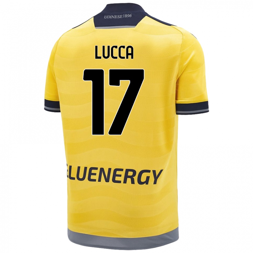 Uomo Maglia Lorenzo Lucca #17 Oro Kit Gara Away 2024/25 Maglietta