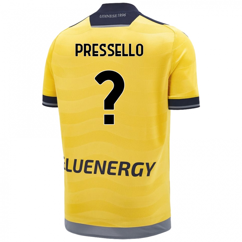 Uomo Maglia Matteo Pressello #0 Oro Kit Gara Away 2024/25 Maglietta