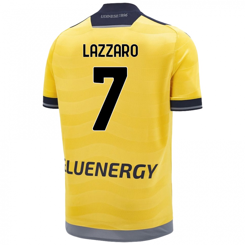 Uomo Maglia Davide Lazzaro #7 Oro Kit Gara Away 2024/25 Maglietta