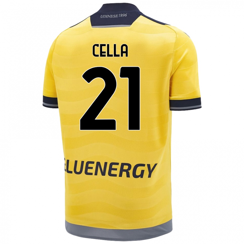 Uomo Maglia Leonardo Cella #21 Oro Kit Gara Away 2024/25 Maglietta