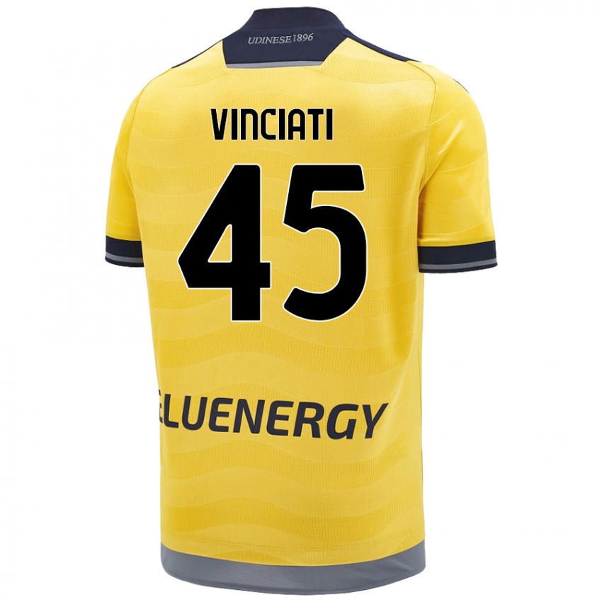 Uomo Maglia Giulio Vinciati #45 Oro Kit Gara Away 2024/25 Maglietta