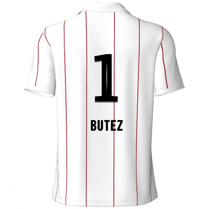 Uomo Maglia Jean Butez #1 Bianco Nero Kit Gara Away 2024/25 Maglietta