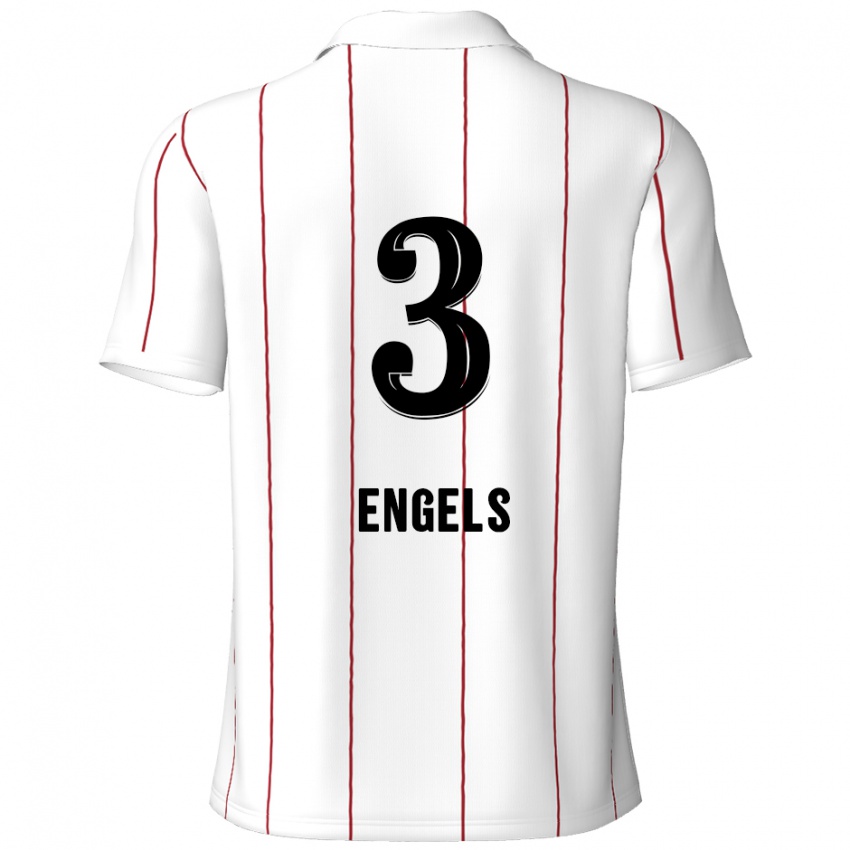 Uomo Maglia Björn Engels #3 Bianco Nero Kit Gara Away 2024/25 Maglietta