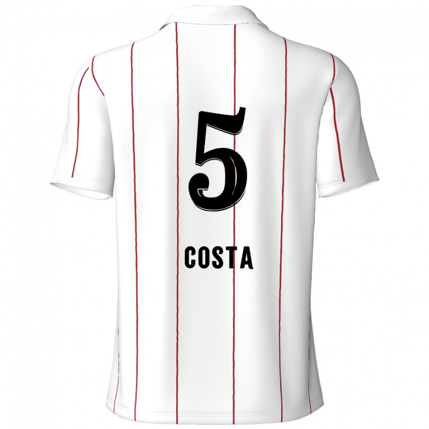 Uomo Maglia Ayrton Costa #5 Bianco Nero Kit Gara Away 2024/25 Maglietta