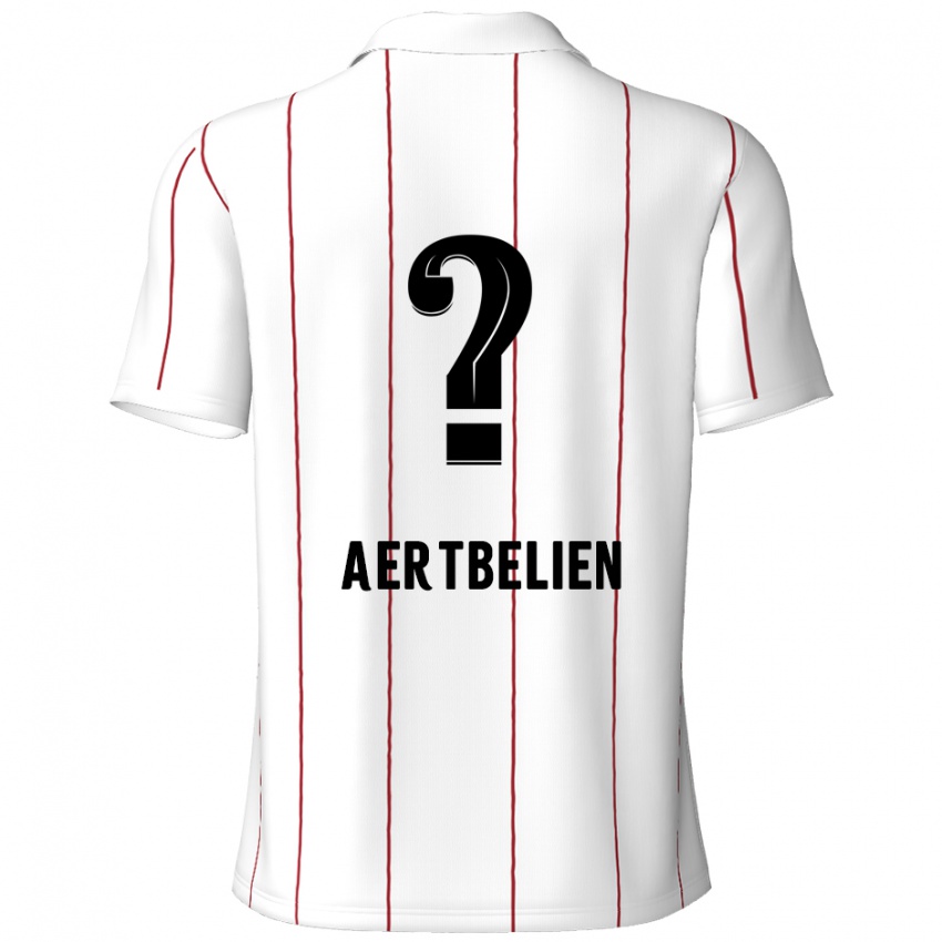 Uomo Maglia Lukas Aertbeliën #0 Bianco Nero Kit Gara Away 2024/25 Maglietta