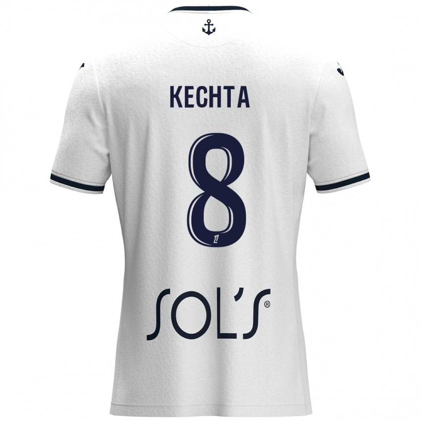 Uomo Maglia Yassine Kechta #8 Bianco Blu Scuro Kit Gara Away 2024/25 Maglietta