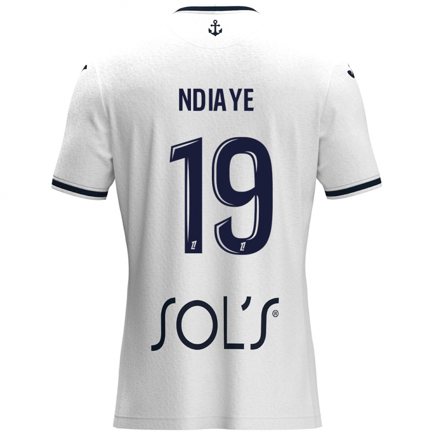 Uomo Maglia Rassoul Ndiaye #19 Bianco Blu Scuro Kit Gara Away 2024/25 Maglietta