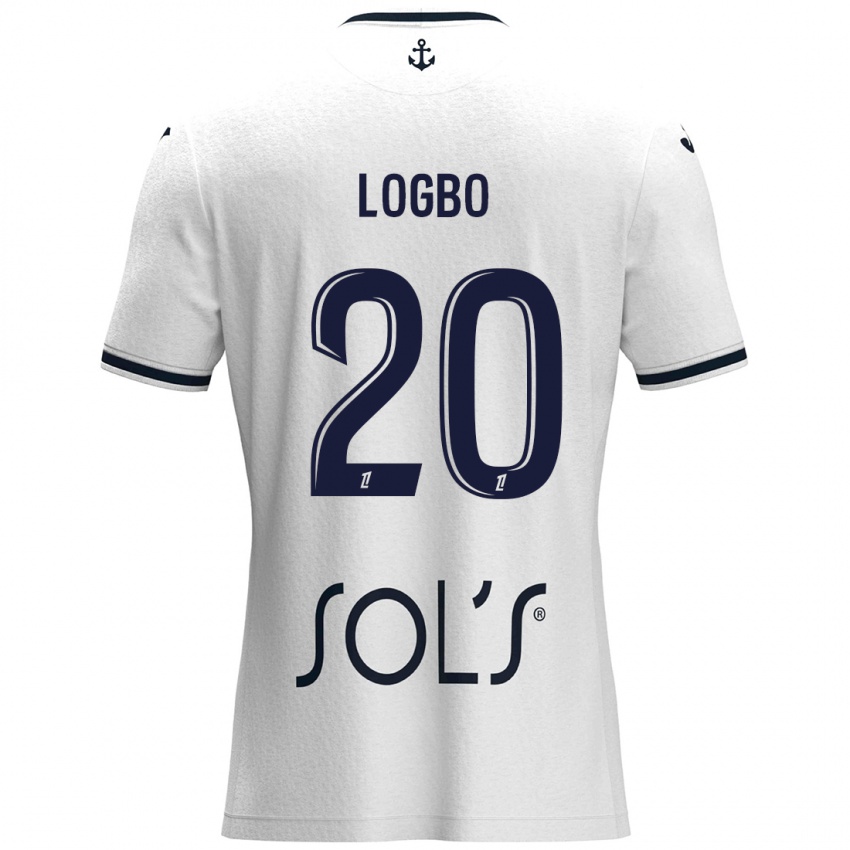 Uomo Maglia Andy Logbo #20 Bianco Blu Scuro Kit Gara Away 2024/25 Maglietta