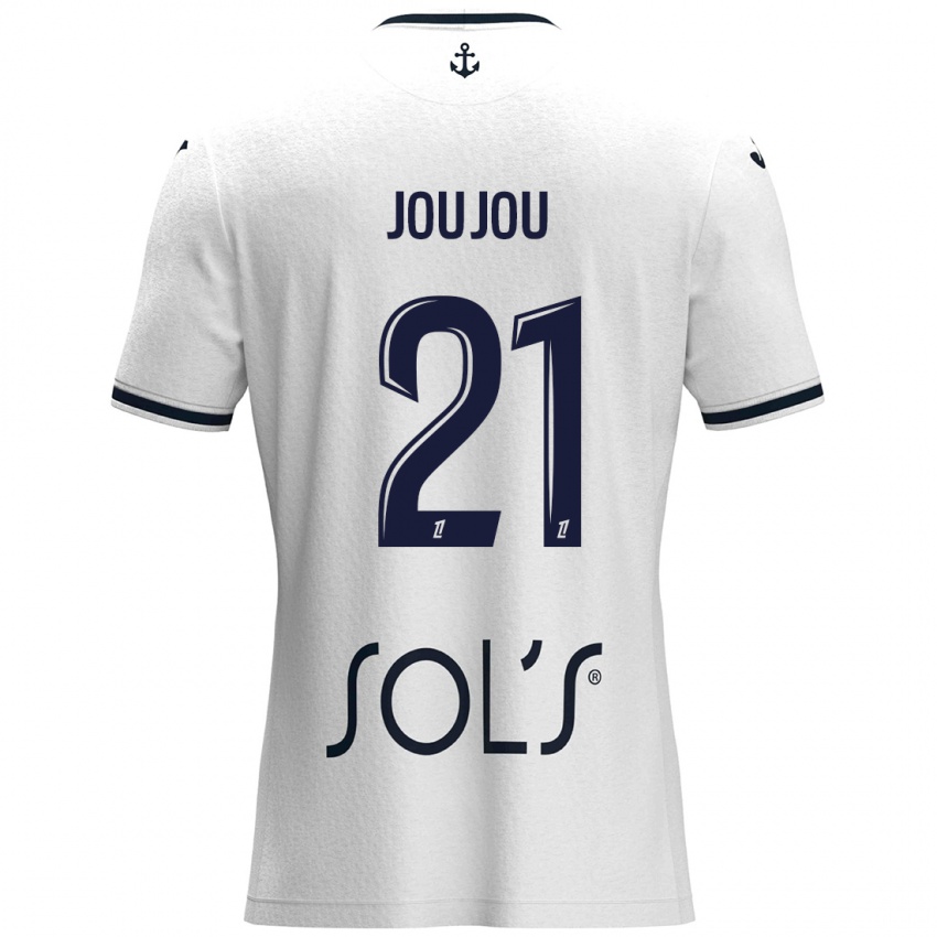 Uomo Maglia Antoine Joujou #21 Bianco Blu Scuro Kit Gara Away 2024/25 Maglietta