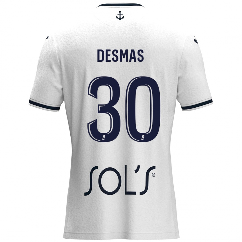 Uomo Maglia Arthur Desmas #30 Bianco Blu Scuro Kit Gara Away 2024/25 Maglietta