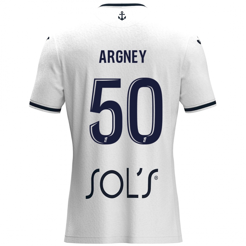 Uomo Maglia Paul Argney #50 Bianco Blu Scuro Kit Gara Away 2024/25 Maglietta