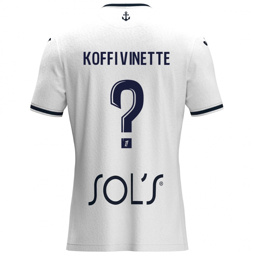 Uomo Maglia Enzo Koffi Vinette #0 Bianco Blu Scuro Kit Gara Away 2024/25 Maglietta