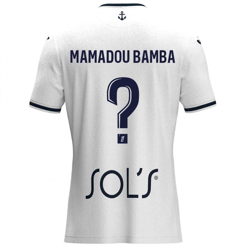 Uomo Maglia Ben Mamadou Bamba #0 Bianco Blu Scuro Kit Gara Away 2024/25 Maglietta