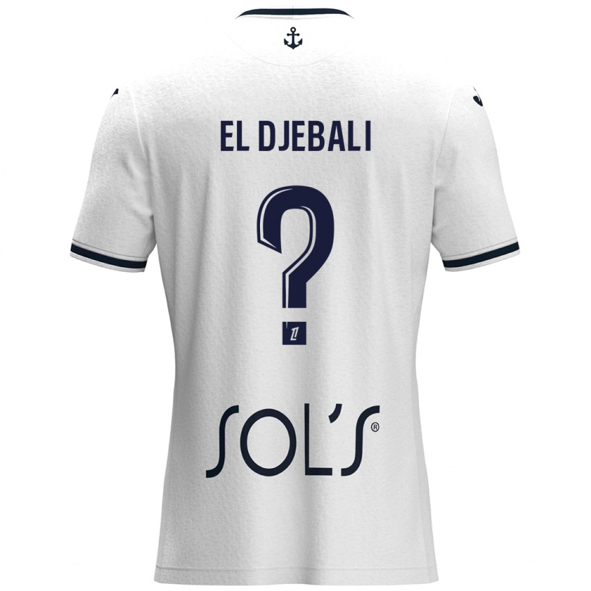 Uomo Maglia Rayan El Djebali #0 Bianco Blu Scuro Kit Gara Away 2024/25 Maglietta