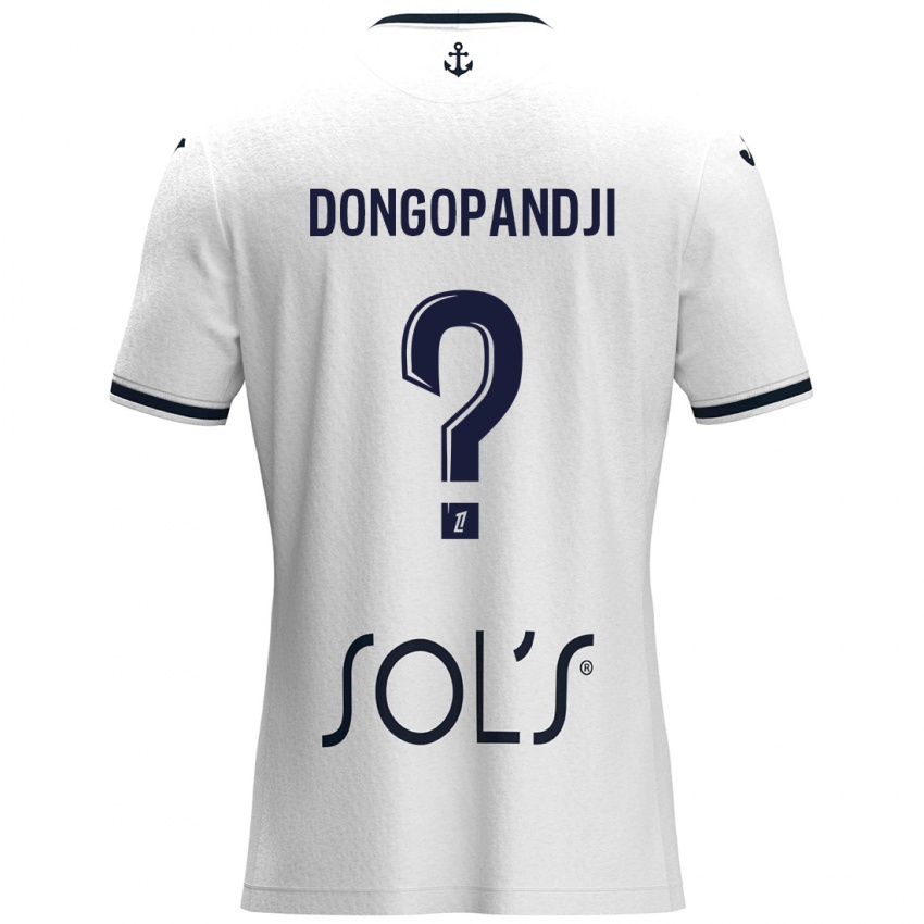 Uomo Maglia Hakim Dongopandji #0 Bianco Blu Scuro Kit Gara Away 2024/25 Maglietta