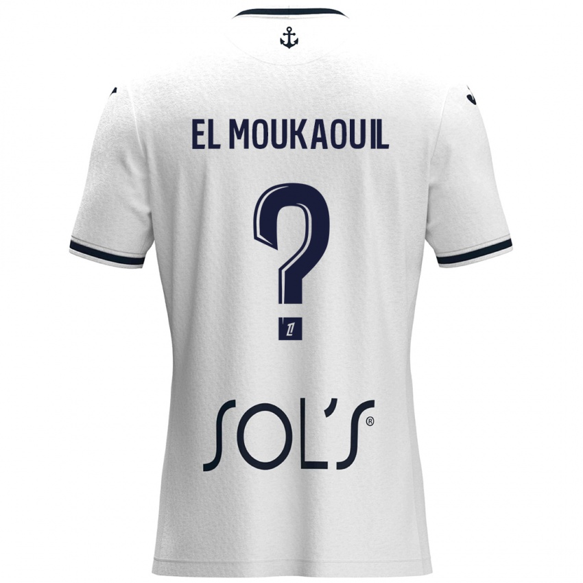 Uomo Maglia Mohamed El Moukaouil #0 Bianco Blu Scuro Kit Gara Away 2024/25 Maglietta