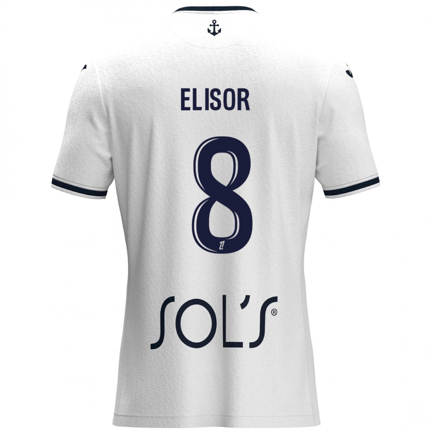 Uomo Maglia Salomé Elisor #8 Bianco Blu Scuro Kit Gara Away 2024/25 Maglietta