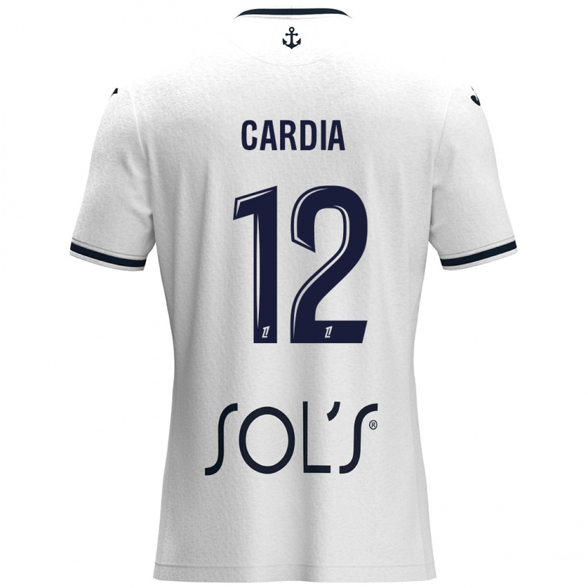 Uomo Maglia Mickaëla Cardia #12 Bianco Blu Scuro Kit Gara Away 2024/25 Maglietta