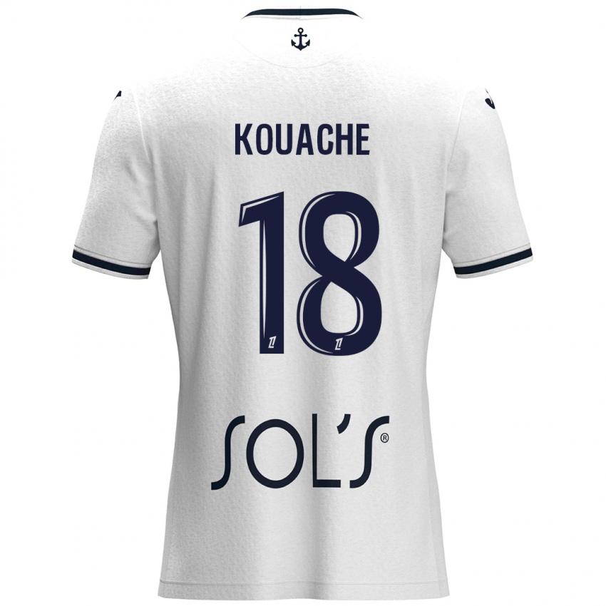 Uomo Maglia Éva Kouache #18 Bianco Blu Scuro Kit Gara Away 2024/25 Maglietta