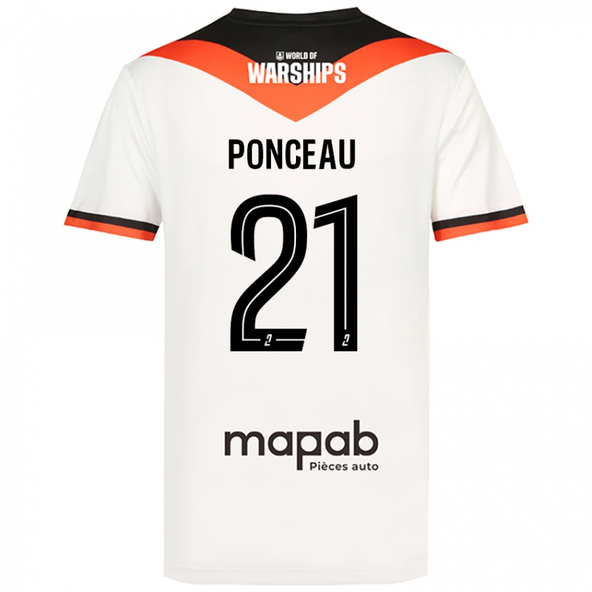 Uomo Maglia Julien Ponceau #21 Bianco Kit Gara Away 2024/25 Maglietta