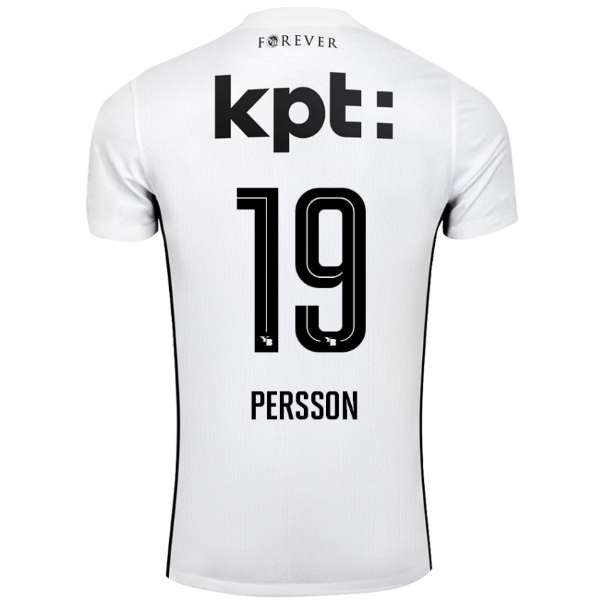 Uomo Maglia Noah Persson #19 Bianco Nero Kit Gara Away 2024/25 Maglietta