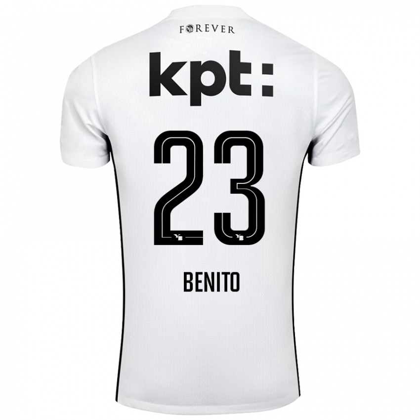 Uomo Maglia Loris Benito #23 Bianco Nero Kit Gara Away 2024/25 Maglietta