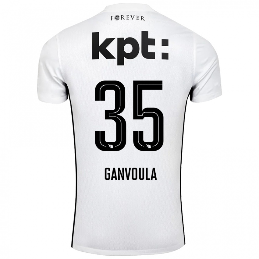 Uomo Maglia Silvere Ganvoula #35 Bianco Nero Kit Gara Away 2024/25 Maglietta