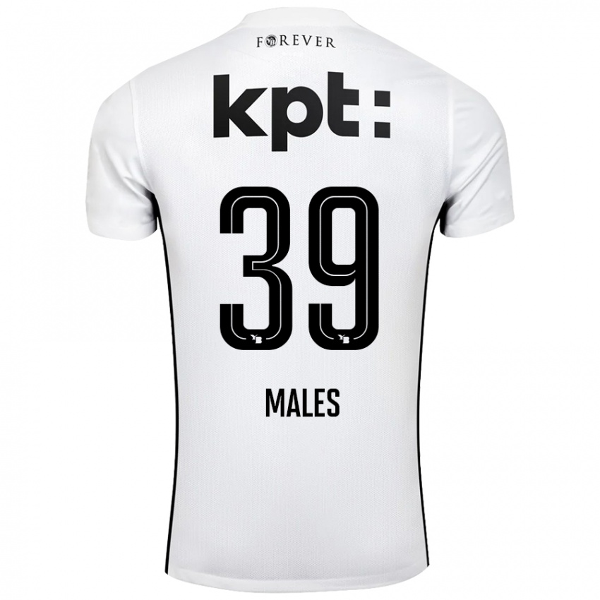 Uomo Maglia Darian Males #39 Bianco Nero Kit Gara Away 2024/25 Maglietta