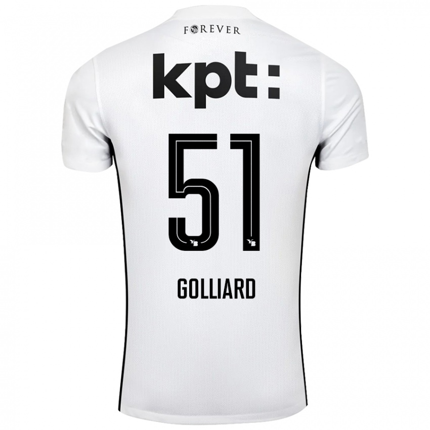 Uomo Maglia Théo Golliard #51 Bianco Nero Kit Gara Away 2024/25 Maglietta