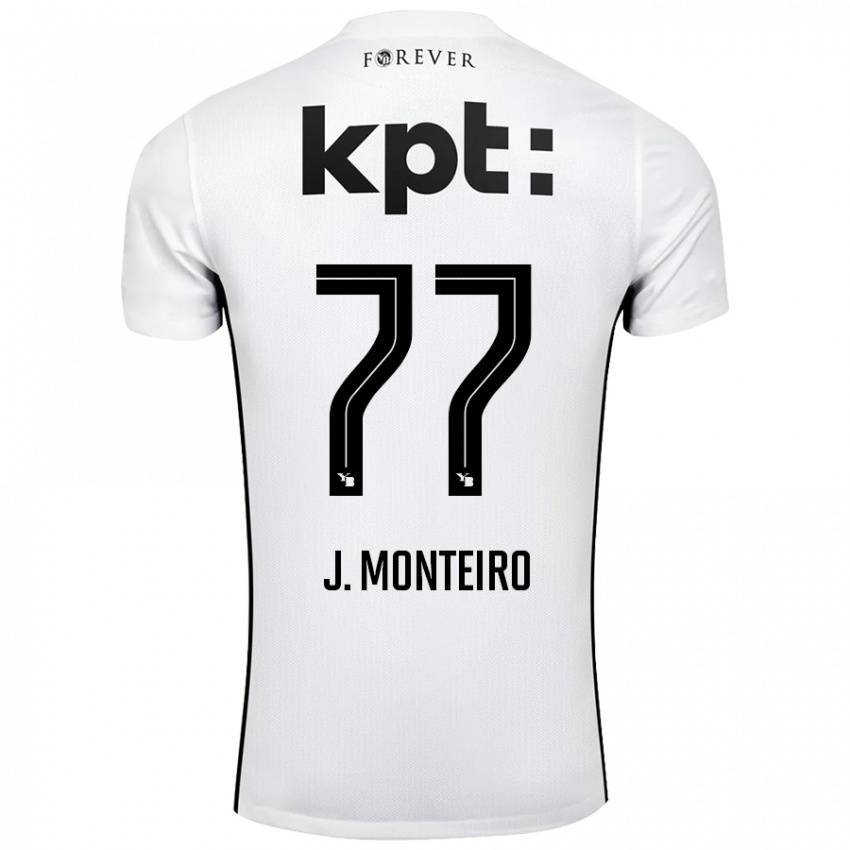 Uomo Maglia Joël Monteiro #77 Bianco Nero Kit Gara Away 2024/25 Maglietta