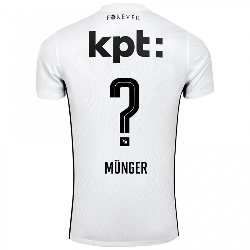 Uomo Maglia Nil Münger #0 Bianco Nero Kit Gara Away 2024/25 Maglietta