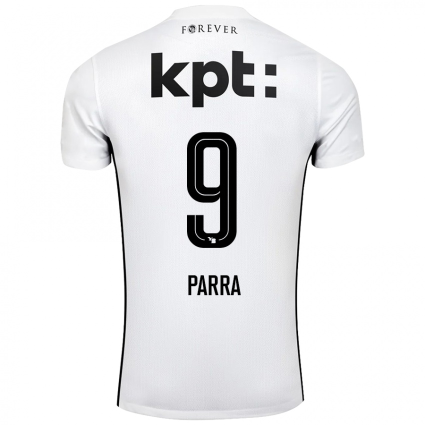 Uomo Maglia Hugo Parra #9 Bianco Nero Kit Gara Away 2024/25 Maglietta