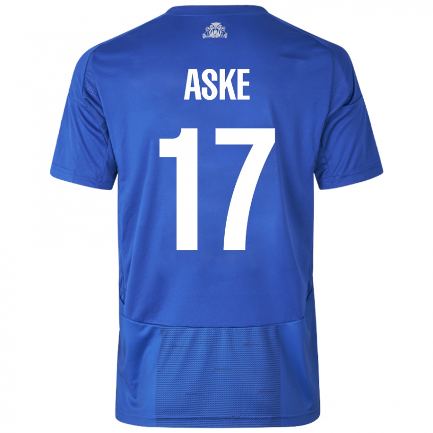 Uomo Maglia Aske Christensen #17 Bianco Blu Kit Gara Away 2024/25 Maglietta