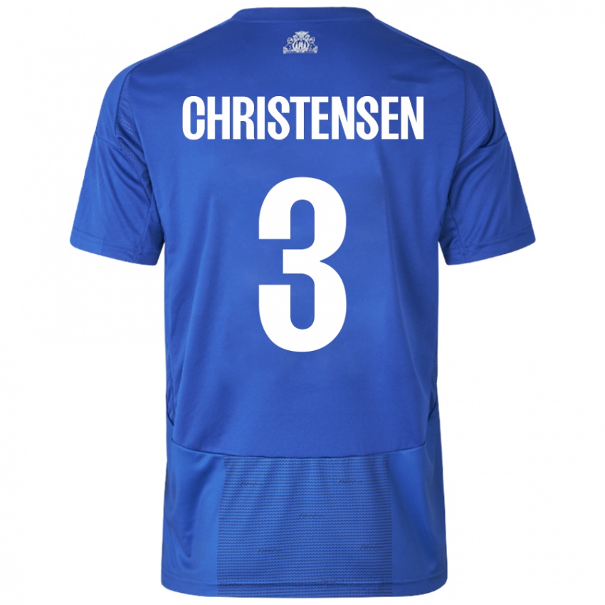 Uomo Maglia Sebastian Christensen #3 Bianco Blu Kit Gara Away 2024/25 Maglietta