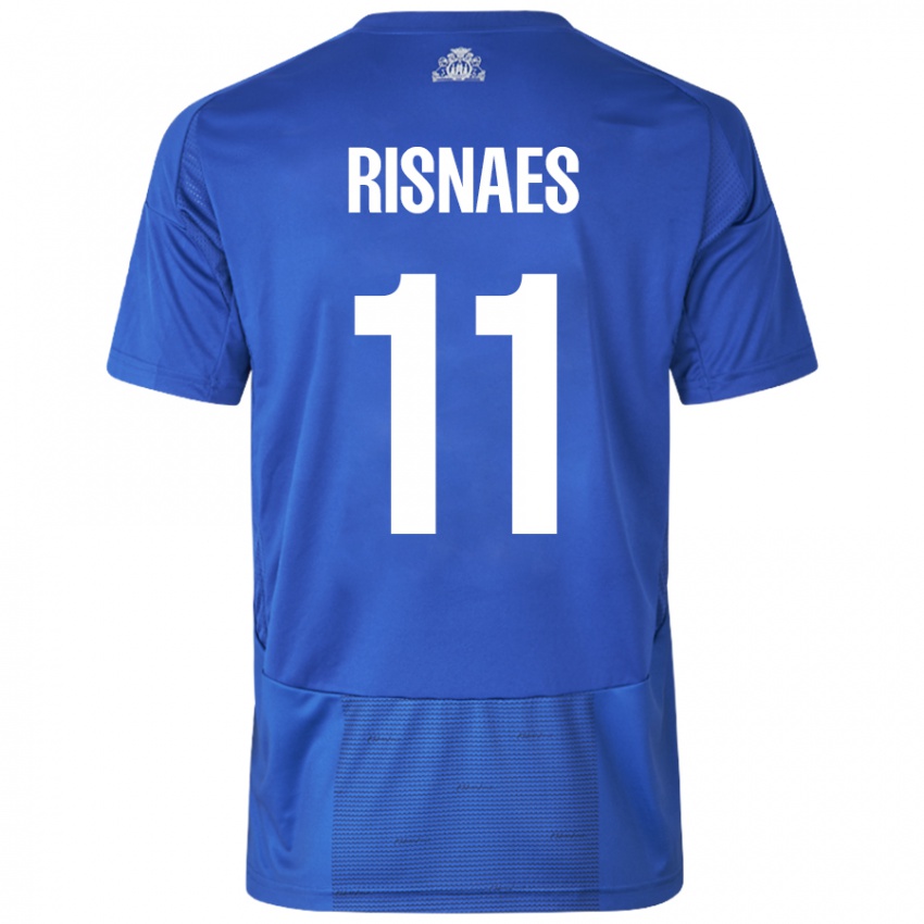 Uomo Maglia Roberto Risnaes #11 Bianco Blu Kit Gara Away 2024/25 Maglietta