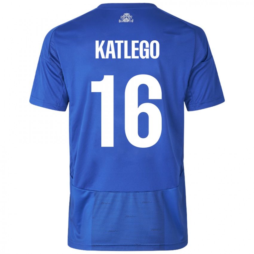 Uomo Maglia David Katlego #16 Bianco Blu Kit Gara Away 2024/25 Maglietta