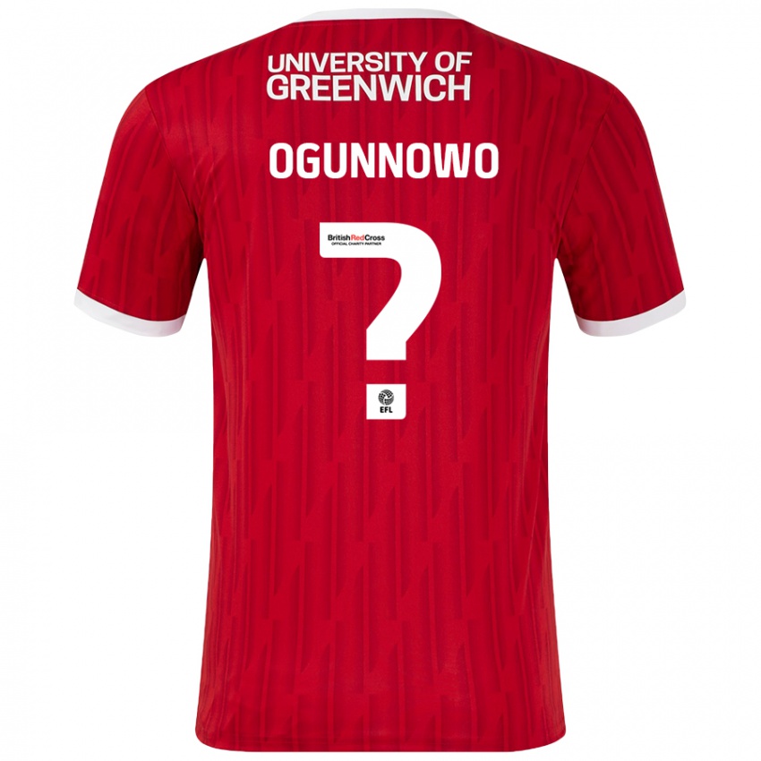 Donna Maglia Joshua Ogunnowo #0 Rosso Bianco Kit Gara Home 2024/25 Maglietta