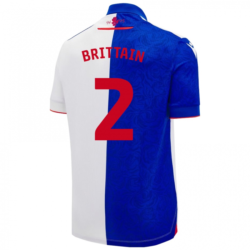 Donna Maglia Callum Brittain #2 Azzurro Bianco Kit Gara Home 2024/25 Maglietta