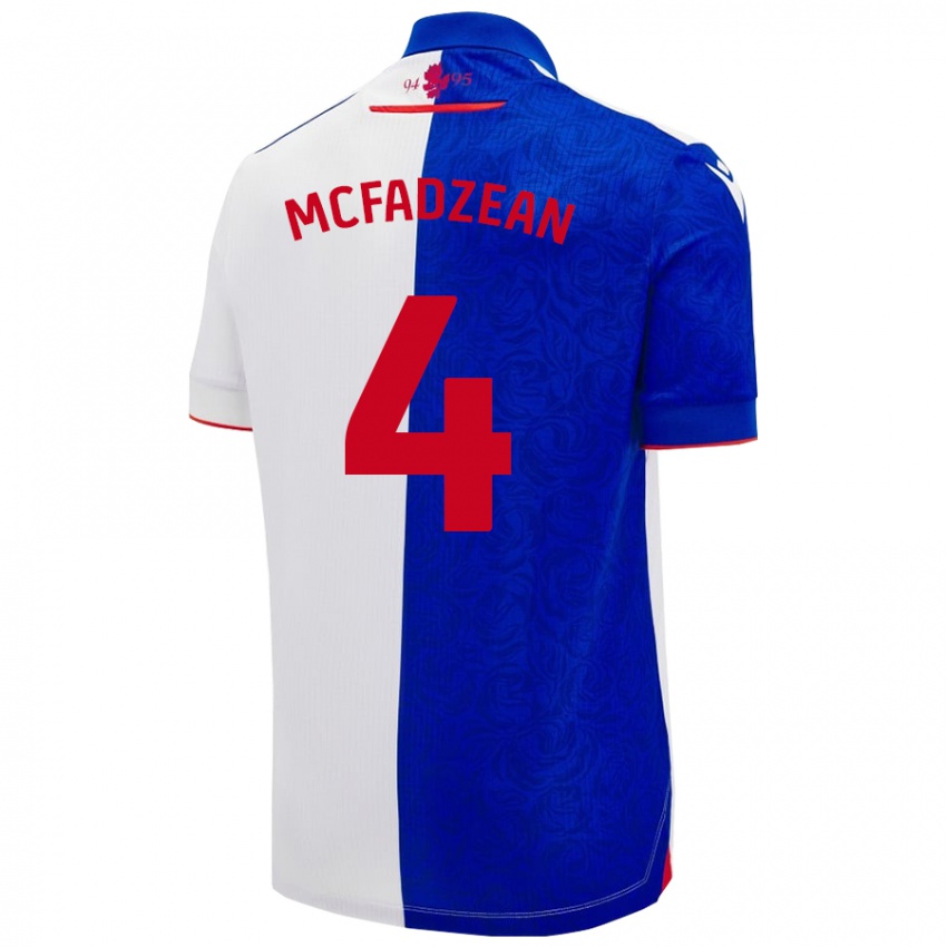 Donna Maglia Kyle Mcfadzean #4 Azzurro Bianco Kit Gara Home 2024/25 Maglietta