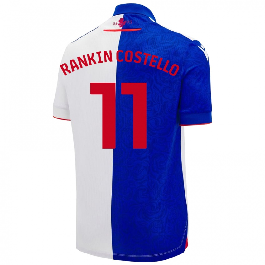 Donna Maglia Joe Rankin-Costello #11 Azzurro Bianco Kit Gara Home 2024/25 Maglietta