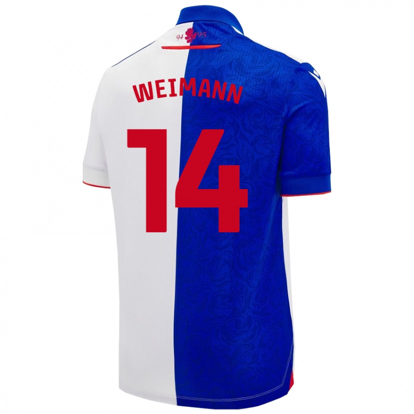 Donna Maglia Andreas Weimann #14 Azzurro Bianco Kit Gara Home 2024/25 Maglietta