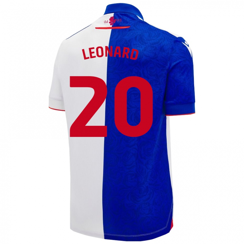 Donna Maglia Harry Leonard #20 Azzurro Bianco Kit Gara Home 2024/25 Maglietta