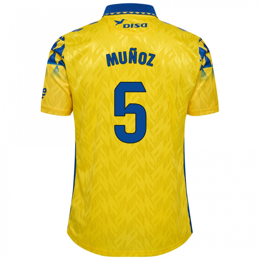 Donna Maglia Javi Muñoz #5 Giallo Blu Kit Gara Home 2024/25 Maglietta