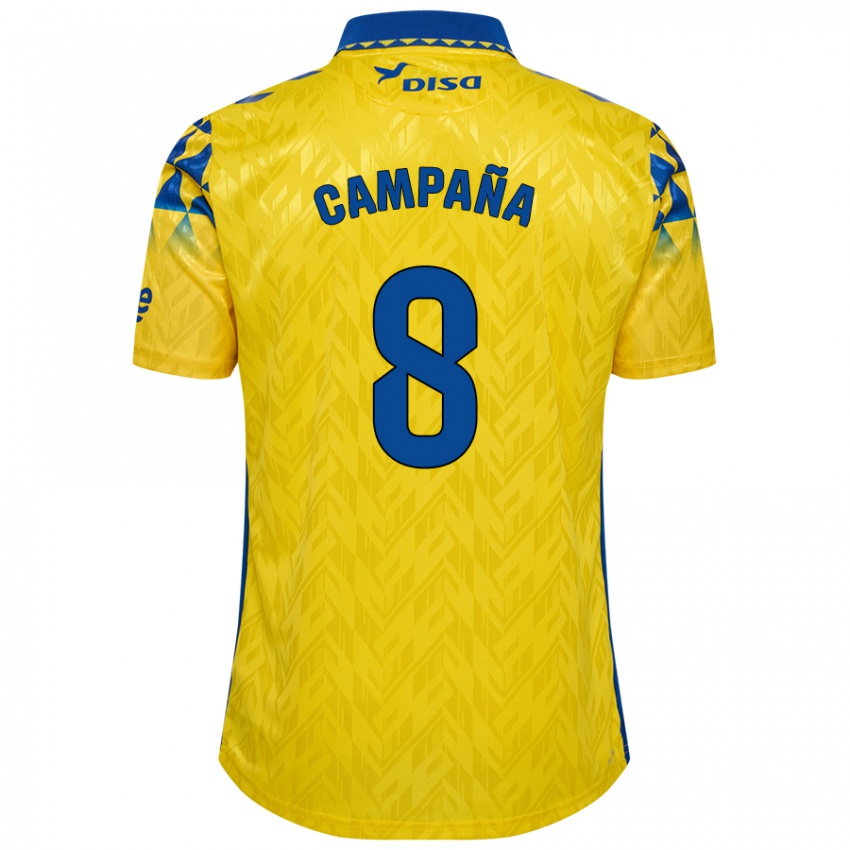 Donna Maglia José Campaña #8 Giallo Blu Kit Gara Home 2024/25 Maglietta