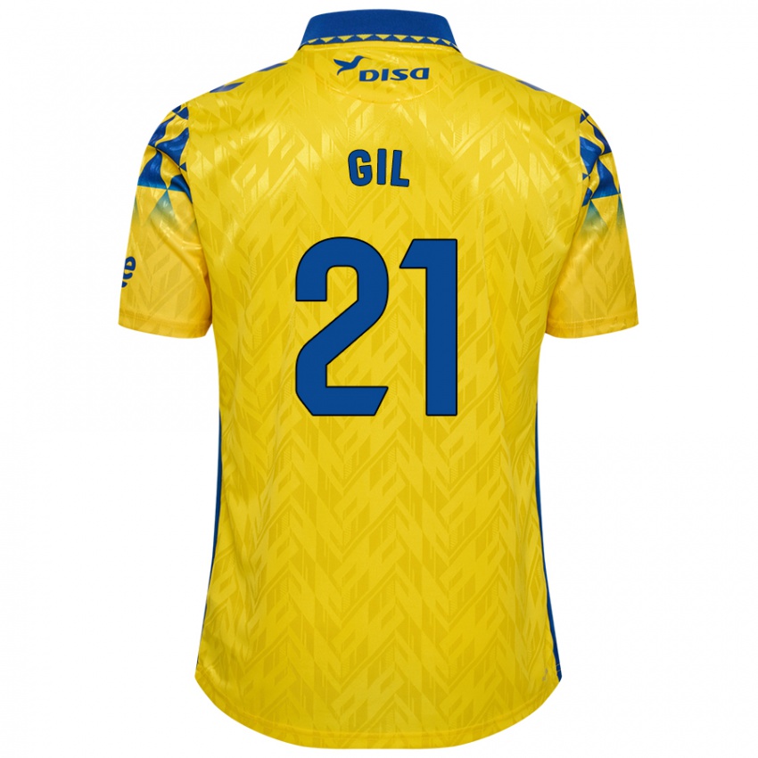 Donna Maglia Iván Gil #21 Giallo Blu Kit Gara Home 2024/25 Maglietta