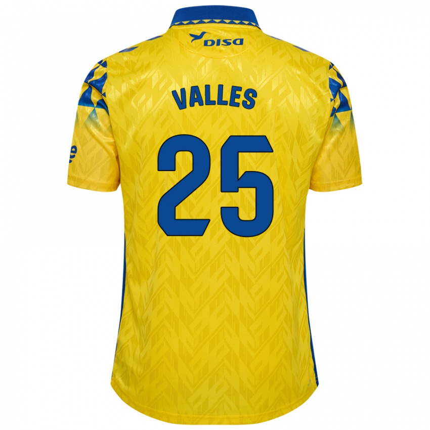 Donna Maglia Álvaro Valles #25 Giallo Blu Kit Gara Home 2024/25 Maglietta