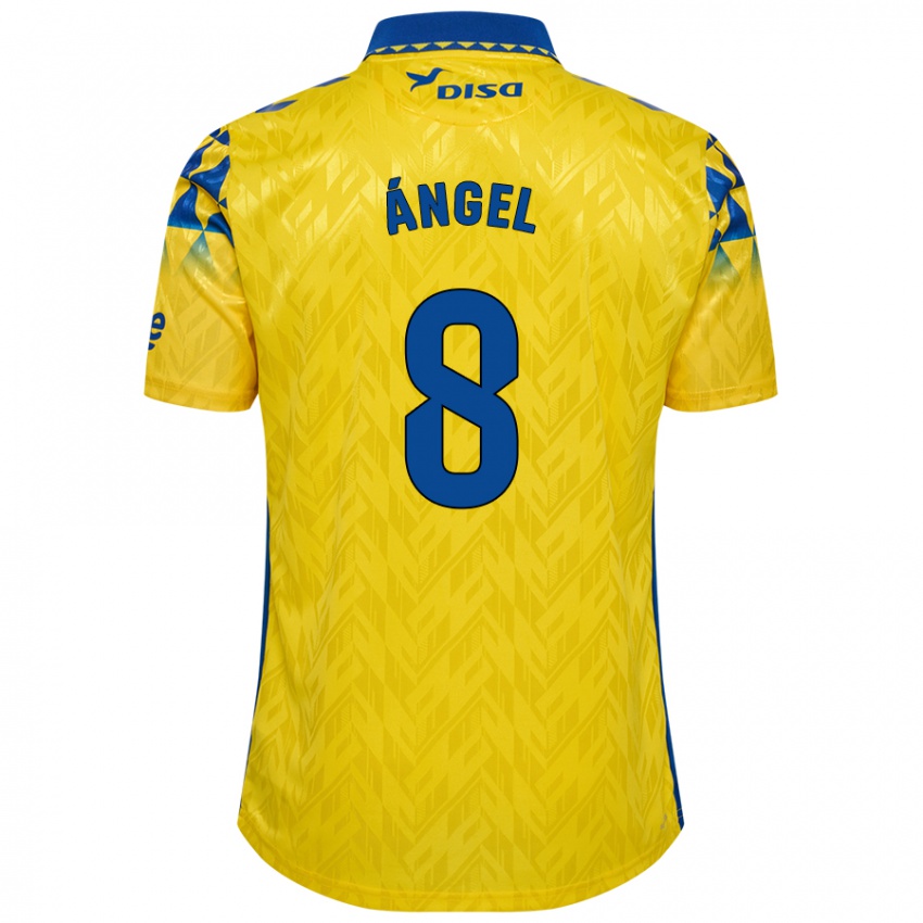 Donna Maglia José Ángel #8 Giallo Blu Kit Gara Home 2024/25 Maglietta