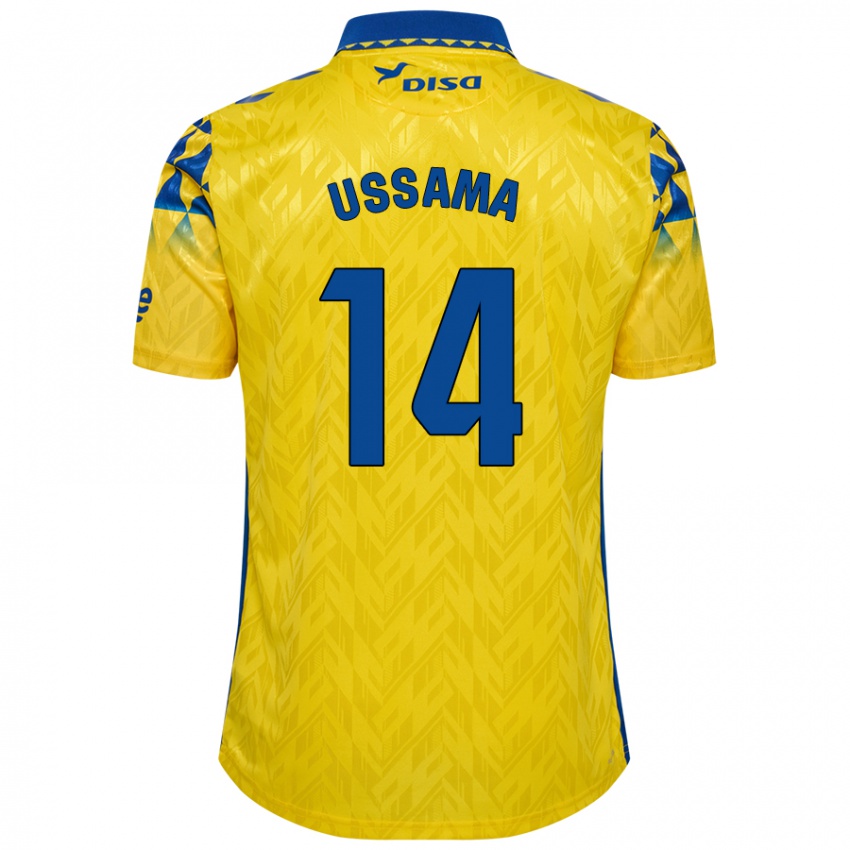 Donna Maglia Ussama #14 Giallo Blu Kit Gara Home 2024/25 Maglietta